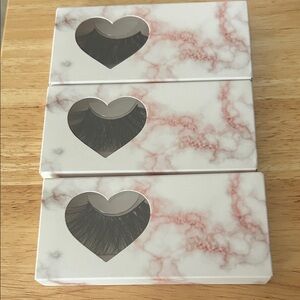 False Eyelashes Set in Pink Marble Box - 3 Pack